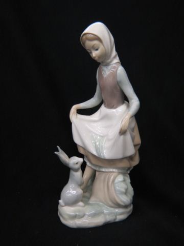 Appraisal: Lladro Porcelain Figurine of Girl with Rabbit tall excellent