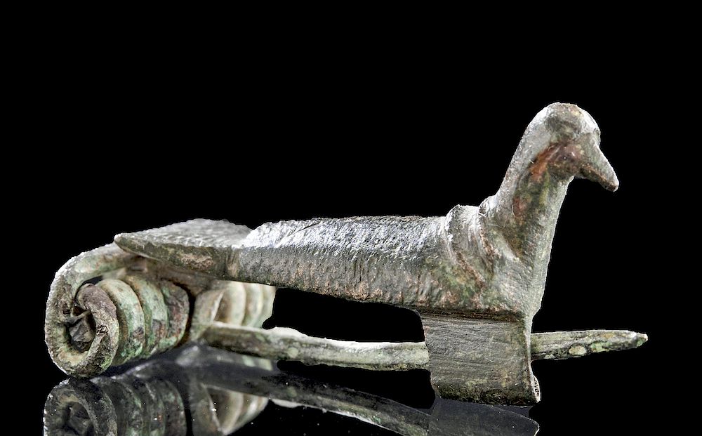 Appraisal: Roman Bronze Crossbow Fibula w Bird Holiday Shipping Deadlines USA