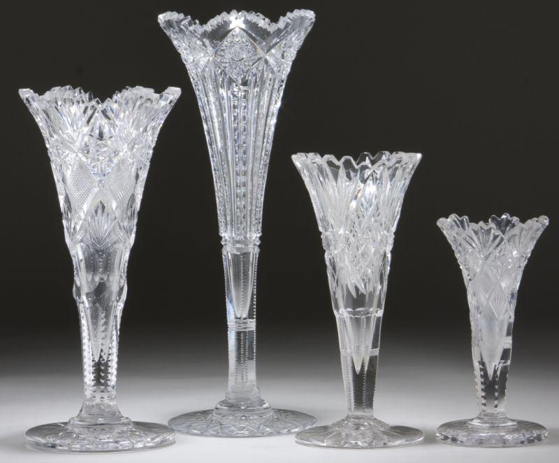 Appraisal: Group of Four Graduated Cut Glass Trumpet Vases all with