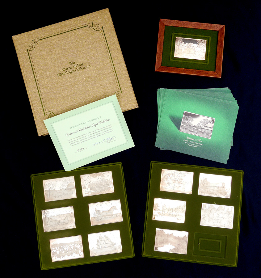 Appraisal: THE CURRIER IVES SILVER INGOT COLLECTION Franklin Mint issued silver