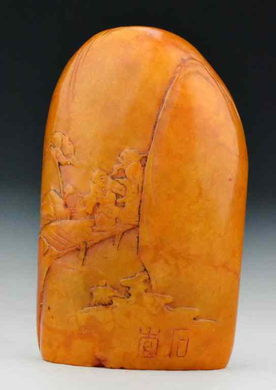 Appraisal: Chinese Tianhuang Stone Seal ChopFinely carved to depict figures within