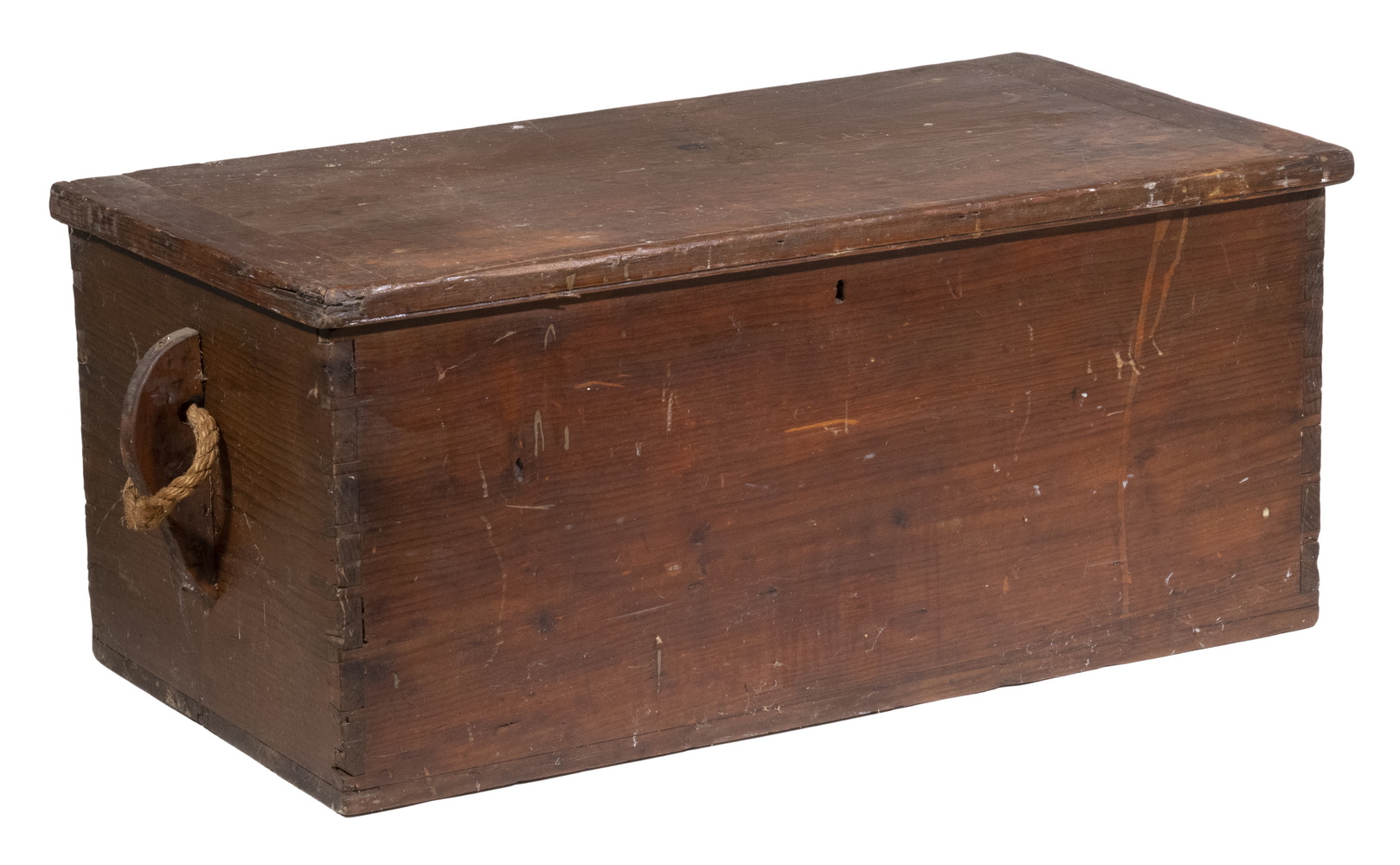 Appraisal: TH C MAINE SAILOR'S CHEST Six-Plank Pumpkin Pine Flat Top