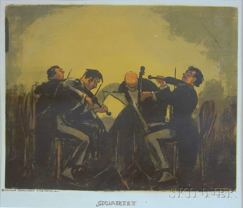 Appraisal: Unframed Silkscreen Quartet by August Henkel American th Century signed