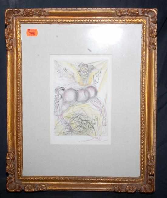 Appraisal: Salvatore Dali Spanish th century Pegasus color etching framed Estimate