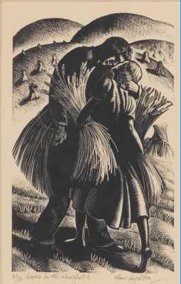 Appraisal: Clare Leighton American - Lovers in the Wheatfield Wood engraving