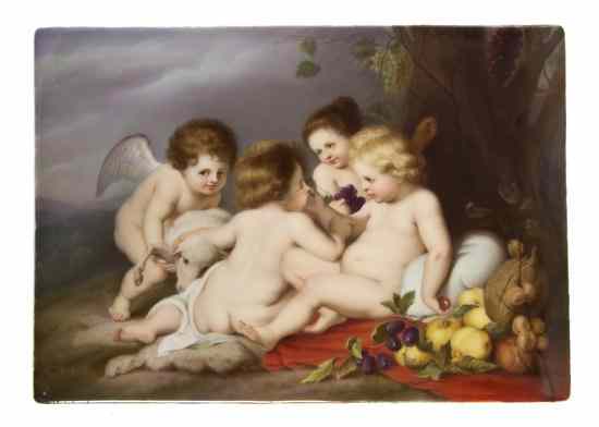 Appraisal: A Berlin K P M Porcelain Plaque depicting four putti