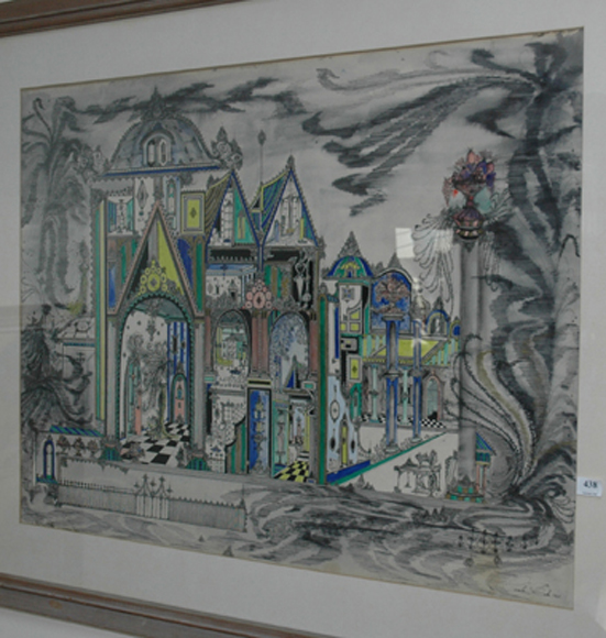 Appraisal: PAMELA LUKE Fantasy on Labassa Watercolour and ink Signed and