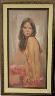 Appraisal: Leo Jansen - oil on canvas nude brunette signed lower