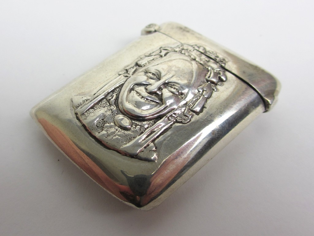 Appraisal: A silver vesta case embossed with a female head Walker