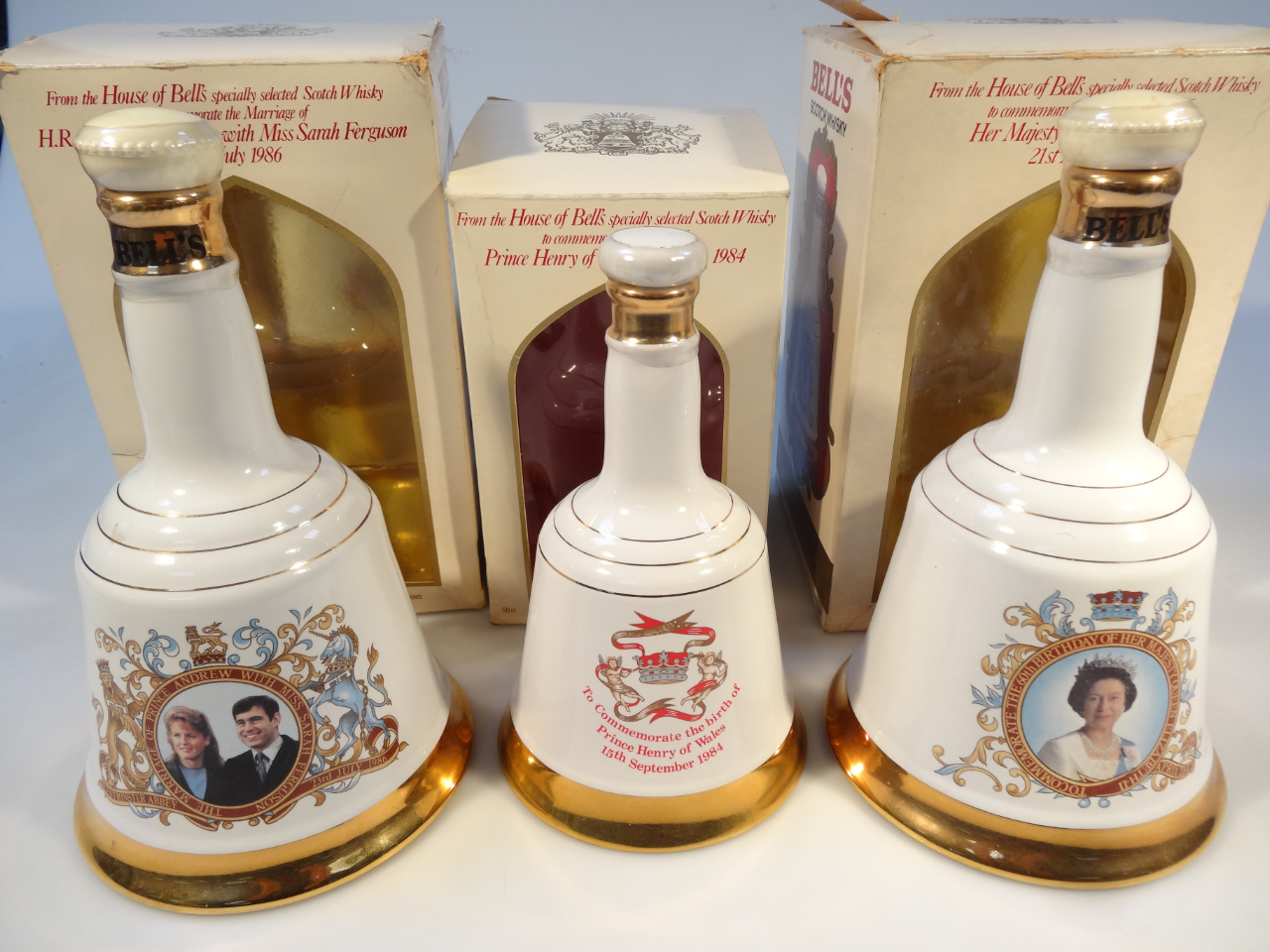 Appraisal: Various Bells whisky decanters to include Prince Andrew and Sarah