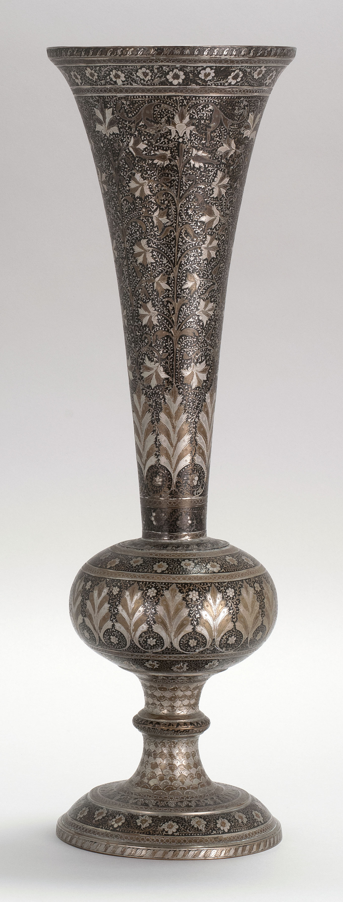 Appraisal: BIDRIWARE NIELLO AND BRASS VASE Indian Late th Early th