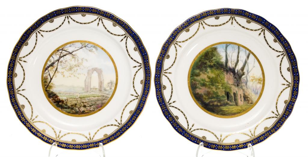 Appraisal: A PAIR OF CROWN DERBY PLATES painted by Edwin Trowell