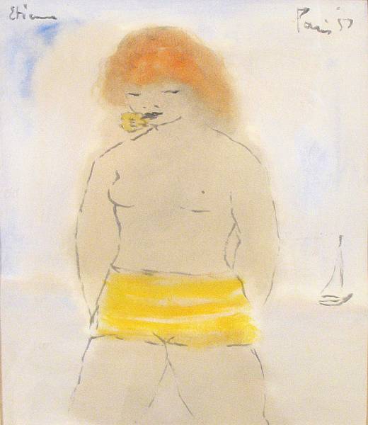 Appraisal: Etienne th century Female Nudes each signed and inscribed watercolor