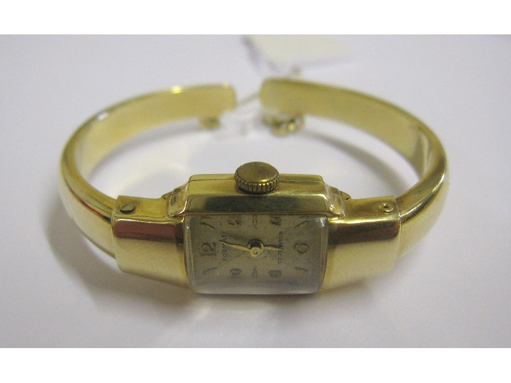 Appraisal: Yellow metal bangle watch by Format