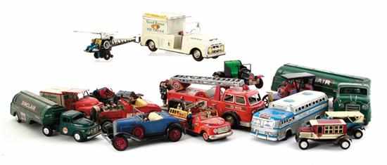 Appraisal: Collection of vintage toy cars and trucks th century consisting