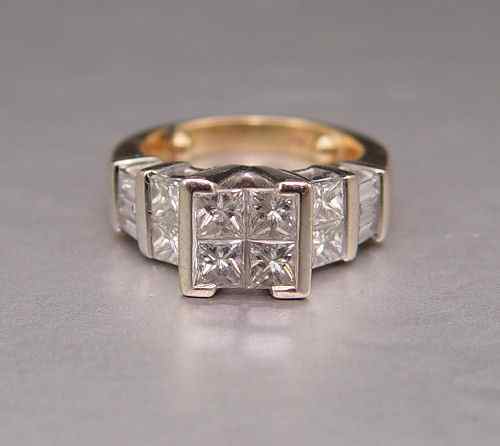 Appraisal: CHANNEL AND INVISIBLE SET DIAMOND RING K two tone white