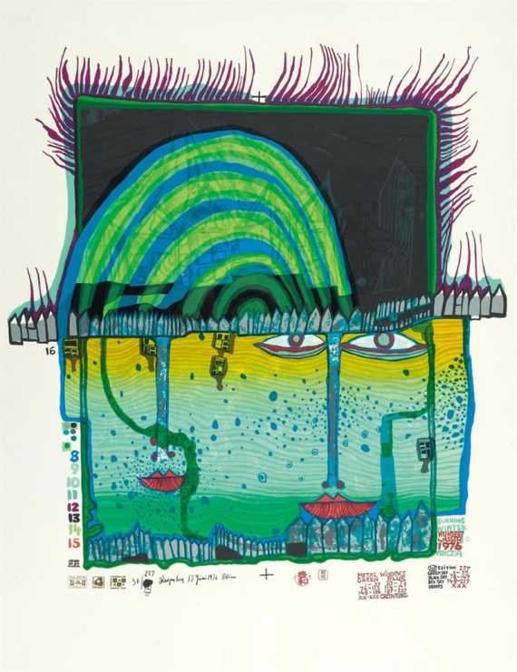 Appraisal: HUNDERTWASSER FRIEDENSREICH Vienna - cruise liner Queen Elizabeth II Winter