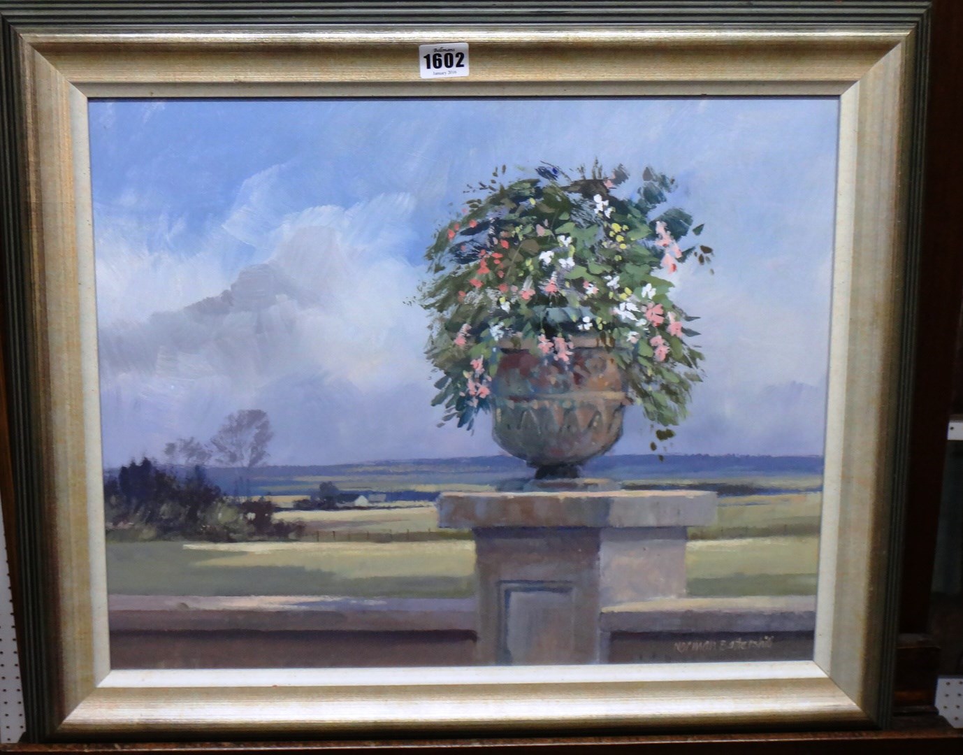 Appraisal: Norman Battershill b View from the terrace oil on board