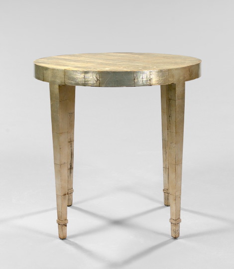 Appraisal: Contemporary Silver-Leafed Circular Side Table in the neoclassical manner the