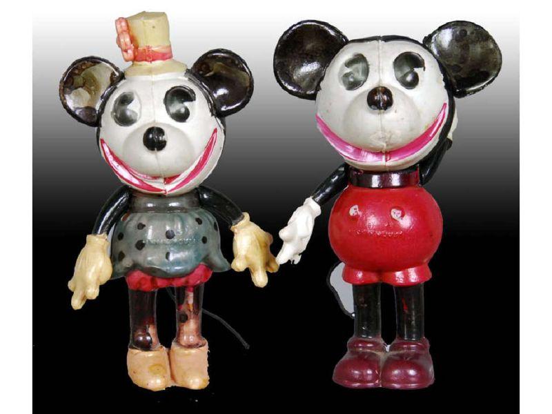 Appraisal: Lot of Celluloid Mickey Minnie Mouse Big Head Description -