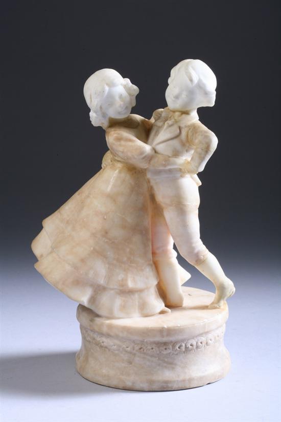 Appraisal: GERMAN CARVED MARBLE FIGURAL GROUP OF A DANCING COUPLE late