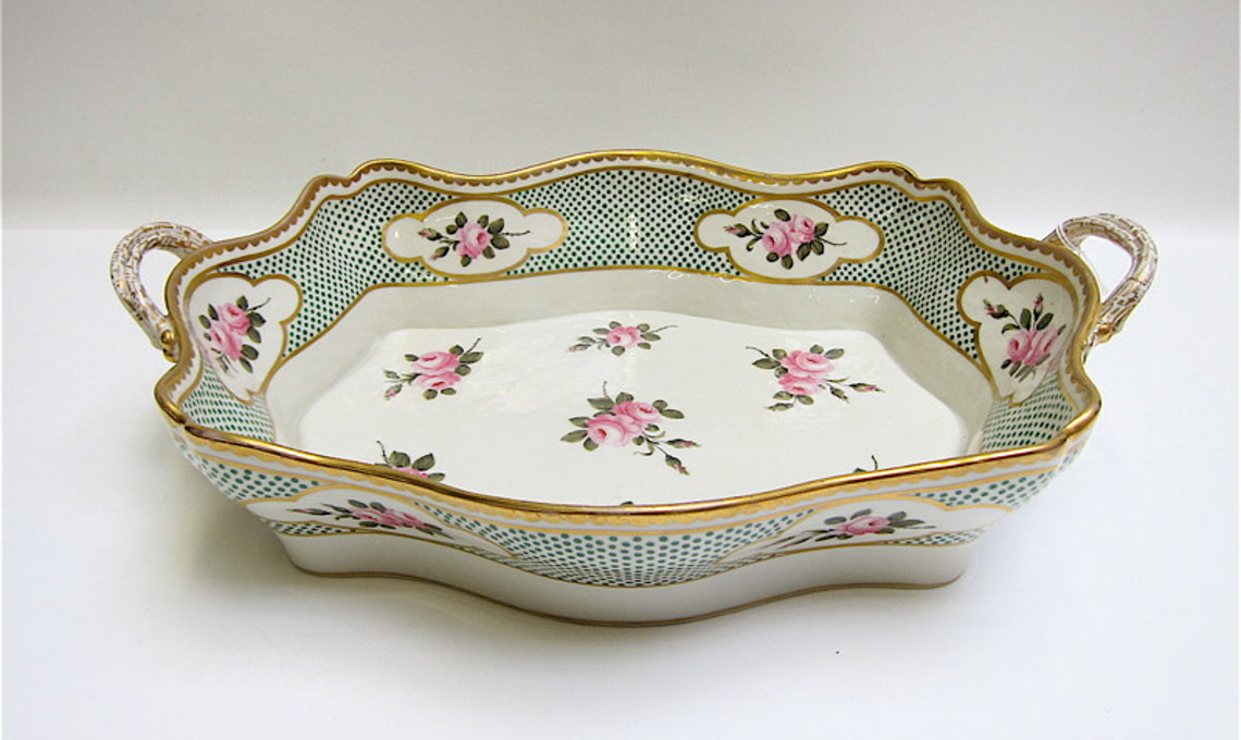 Appraisal: DRESDEN PORCELAIN DOUBLE HANDLED SERVER having hand painted roses and