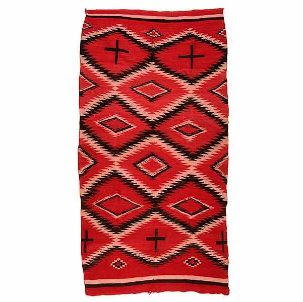 Appraisal: Navajo Transitional Weaving hand-spun wool softly woven in red black