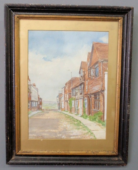 Appraisal: Watercolor painting of a village scene signed A L Rawlinson