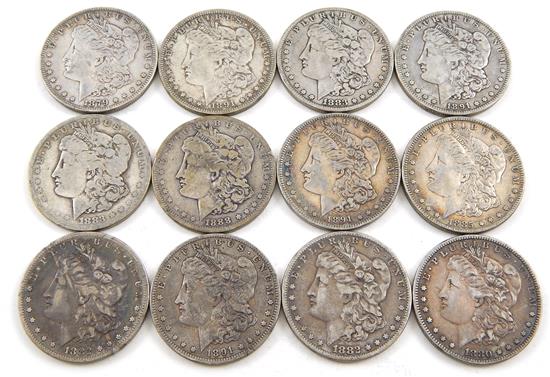 Appraisal: COINS Lot of twelve circulated Morgan dollars various dates grades