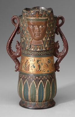 Appraisal: Egyptian Revival art pottery vase earthenware with polychrome decoration Egyptian