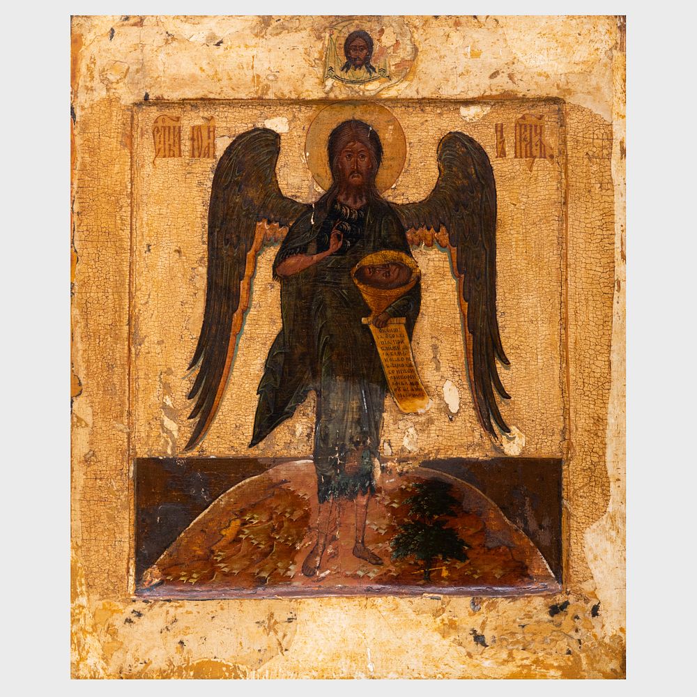 Appraisal: Russian Icon Depicting Saint John the Baptist Angel of the