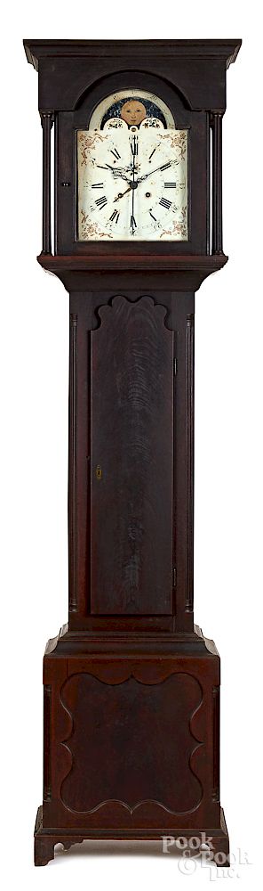 Appraisal: Ephrata Pennsylvania walnut tall case clock Ephrata Pennsylvania walnut tall