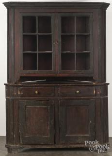 Appraisal: Pennsylvania pine two-part corner cupboard ca '' h '' w