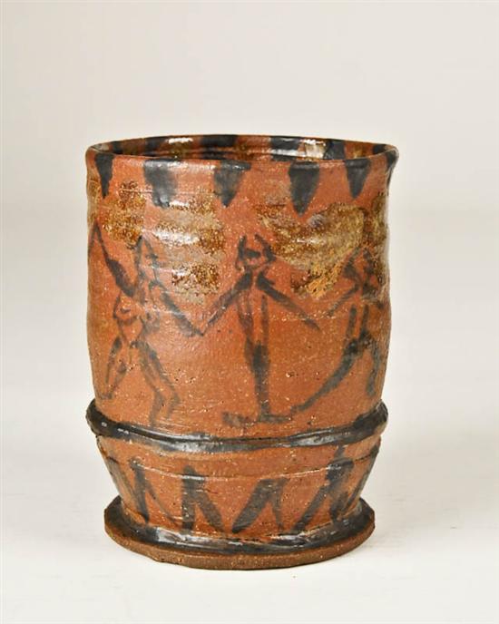 Appraisal: Modern Pottery Vase with people dancing signed KT