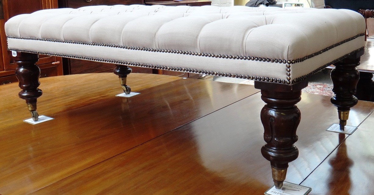 Appraisal: An early th century and later large footstool the button