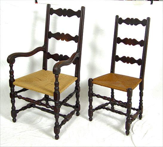 Appraisal: SET OF LATE TH C ENGLISH OAK LADDER BACK CHAIRS