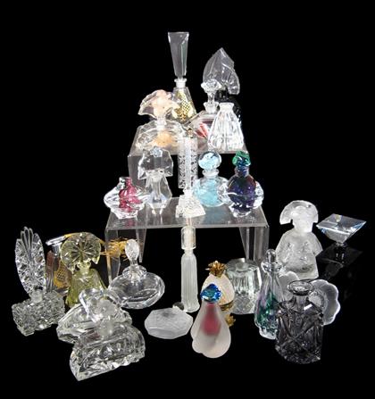 Appraisal: Twenty-eight assorted glass fragrance bottles together with a Lalique stopper