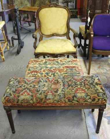 Appraisal: Antique Continental Chair Ottoman with a th Century Needlepoint Upholstered