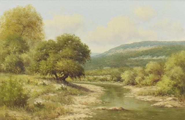 Appraisal: Framed oil on canvas painting Hill Country River signed lower