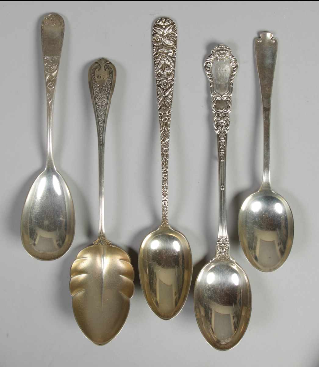 Appraisal: Group of Sterling Serving Spoons Group of Sterling Serving Spoons