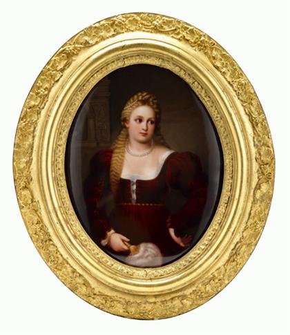 Appraisal: KPM porcelain plaque after titian Oval painted with a length