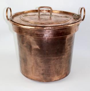 Appraisal: French th c hand hammered copper stock pot French th