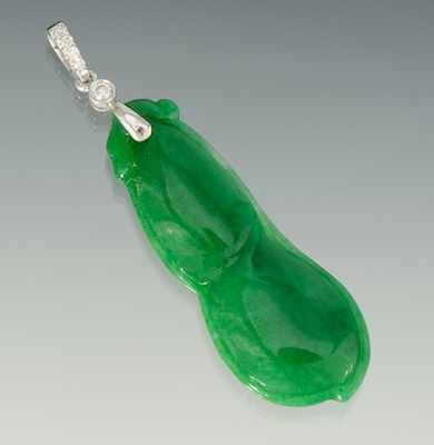 Appraisal: A Natural Jadeite and Diamond Peapod Pendant k white gold