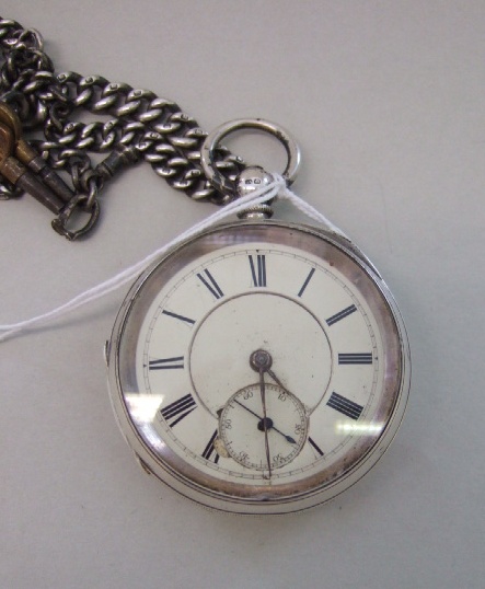 Appraisal: A gentleman's silver cased openfaced pocket watch the enameled dial