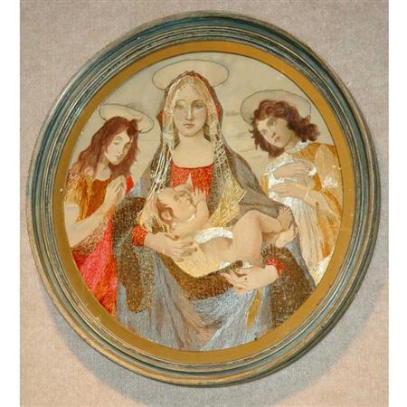 Appraisal: English Silk Needlepoint Depicting the Madonna and Christ Child Estimate