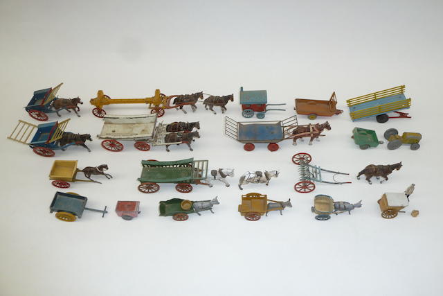 Appraisal: Britains and other Horse Drawn Farm Vehicles etc nine horse