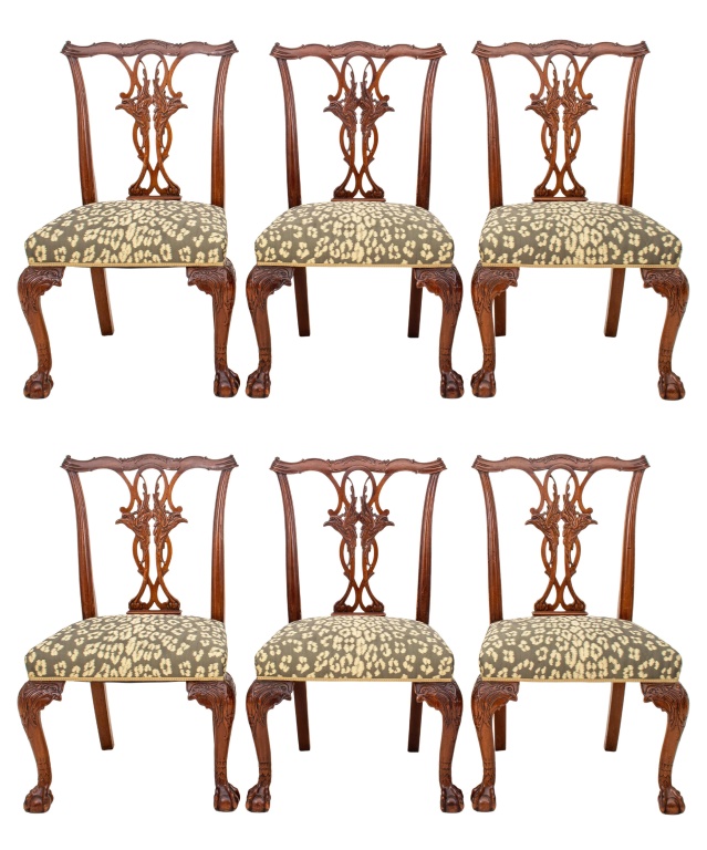 Appraisal: CHIPPENDALE STYLE MAHOGANY SIDE CHAIRS CA Chippendale style mahogany side