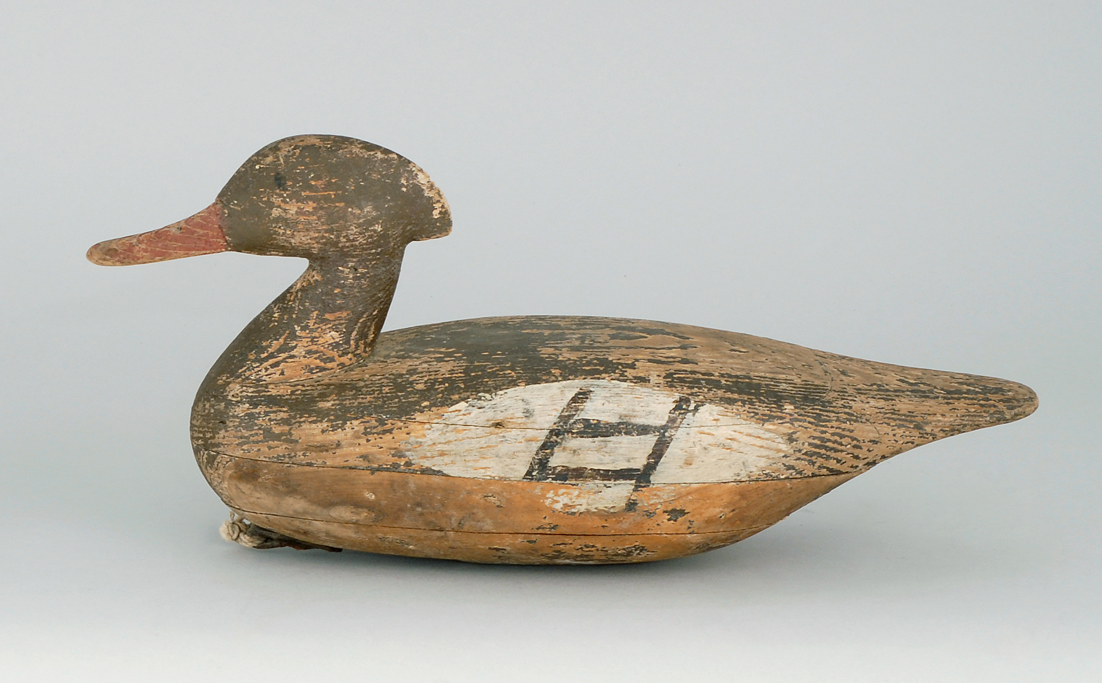 Appraisal: MERGANSER HEN DECOY From southern New Jersey Maker unknown Hollow-carved