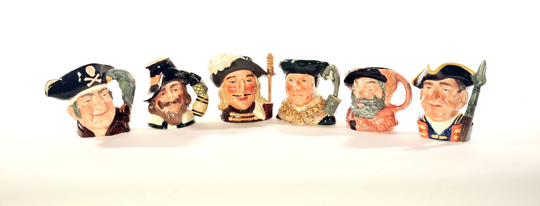 Appraisal: SIX ROYAL DOULTON CHARACTER JUGS England late th century Falstaff