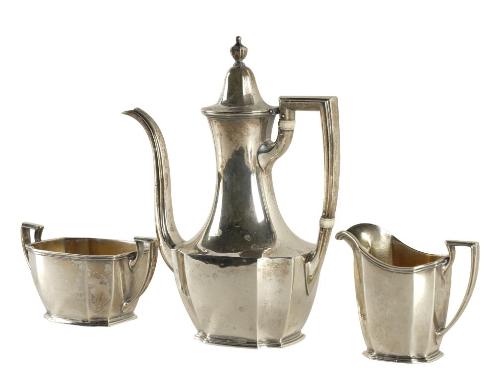 Appraisal: THREE-PIECE AMERICAN STERLING COFFEE SETReed and Barton Taunton Massachusetts comprising